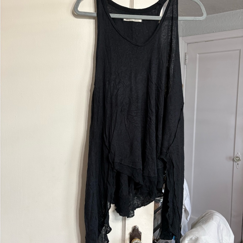 We The Free Black Asymmetrical Tank Top